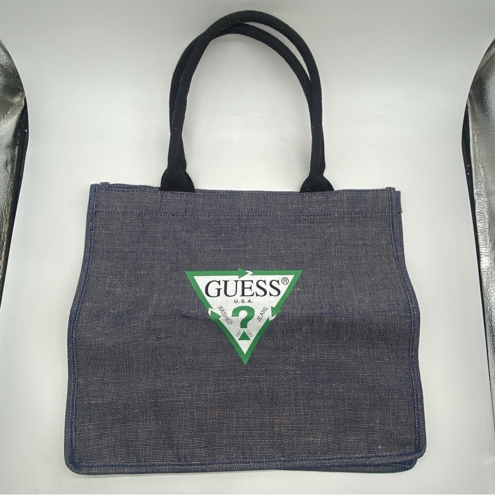 GUESS Denim Tote with Black Handles